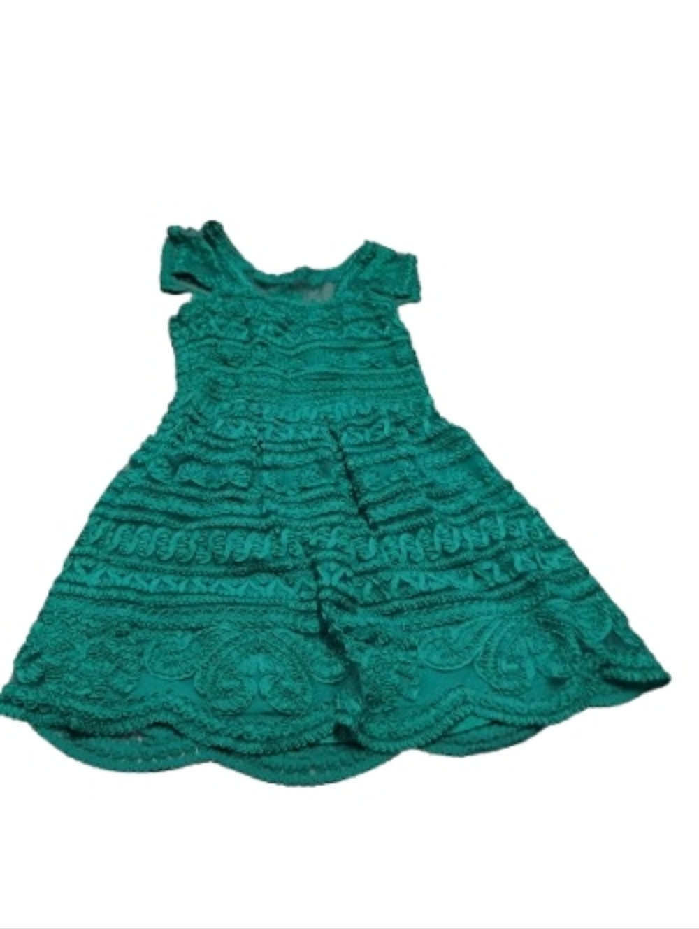 Yoana Baraschi Green Lace Cap Sleeve Fit And Flare Dress Sz 6